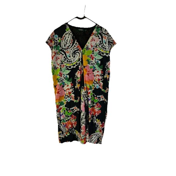 Lauren Ralph Lauren Rainbow Floral Chiffon Flowy Shirt Dress - Picture 1 of 7